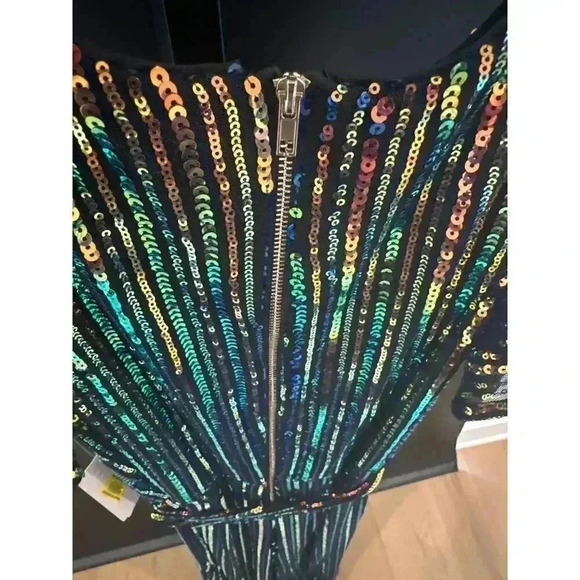 GB Girls Multicolor Rainbow Stripe Sequin Midi Dress - Picture 8 of 10